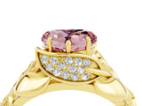 Yellow gold Heart Cut Solitaire Leaf-Inspired Engagement Ring with Prong Setting_4