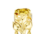 Yellow gold Heart Cut Solitaire Leaf-Inspired Engagement Ring with Prong Setting_5