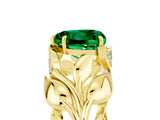 Yellow gold Heart Cut Solitaire Leaf-Inspired Engagement Ring with Prong Setting_5