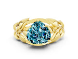 Yellow gold Heart Cut Solitaire Leaf-Inspired Engagement Ring with Prong Setting
