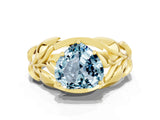 Yellow gold Heart Cut Solitaire Leaf-Inspired Engagement Ring with Prong Setting