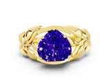 Yellow gold Heart Cut Solitaire Leaf-Inspired Engagement Ring with Prong Setting