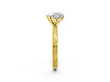 Yellow gold Heart Cut Solitaire Milgrain Engraved Band with Four-Prong Setting_6