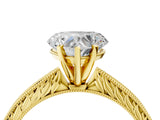 Yellow gold Heart Cut Solitaire Milgrain Engraved Band with Four-Prong Setting_8