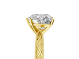 Yellow gold Heart Cut Solitaire Milgrain Engraved Band with Four-Prong Setting_9