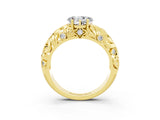 Yellow gold Heart Cut Solitaire Moissanite Leaf-Inspired Vine Band Ring with Prong Setting_3