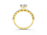 Yellow gold Heart Cut Solitaire Moissanite Ring with Pave Band and Four-Prong Setting_3