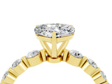 Yellow gold Heart Cut Solitaire Moissanite Ring with Pave Band and Four-Prong Setting_4