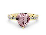 Yellow gold Heart Cut Solitaire Pave Diamond Engagement Ring with Four-Prong Setting_12