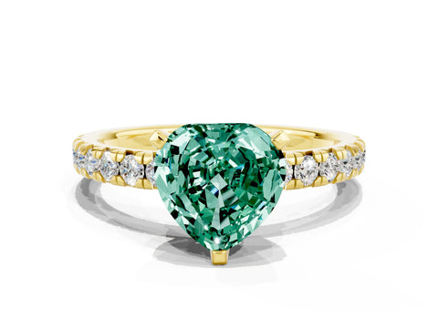 Yellow gold Heart Cut Solitaire Pave Diamond Engagement Ring with Four-Prong Setting_12