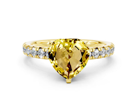 Yellow gold Heart Cut Solitaire Pave Diamond Engagement Ring with Four-Prong Setting_12