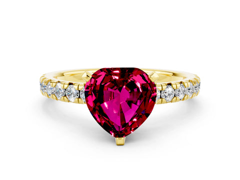 Yellow gold Heart Cut Solitaire Pave Diamond Engagement Ring with Four-Prong Setting_12