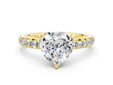 Yellow gold Heart Cut Solitaire Pave Diamond Engagement Ring with Four-Prong Setting_12