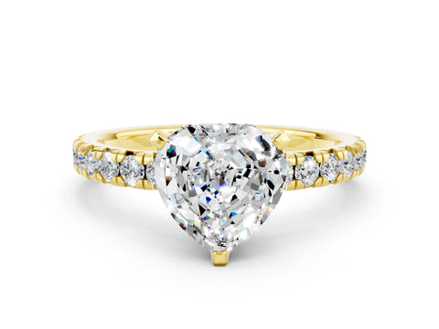 Yellow gold Heart Cut Solitaire Pave Diamond Engagement Ring with Four-Prong Setting_12