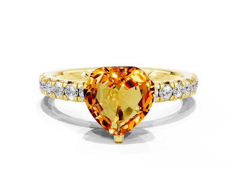 Yellow gold Heart Cut Solitaire Pave Diamond Engagement Ring with Four-Prong Setting_12