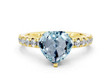 Yellow gold Heart Cut Solitaire Pave Diamond Engagement Ring with Four-Prong Setting_12