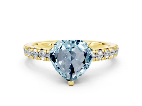 Yellow gold Heart Cut Solitaire Pave Diamond Engagement Ring with Four-Prong Setting_12