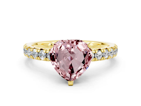 Yellow gold Heart Cut Solitaire Pave Diamond Engagement Ring with Four-Prong Setting_12