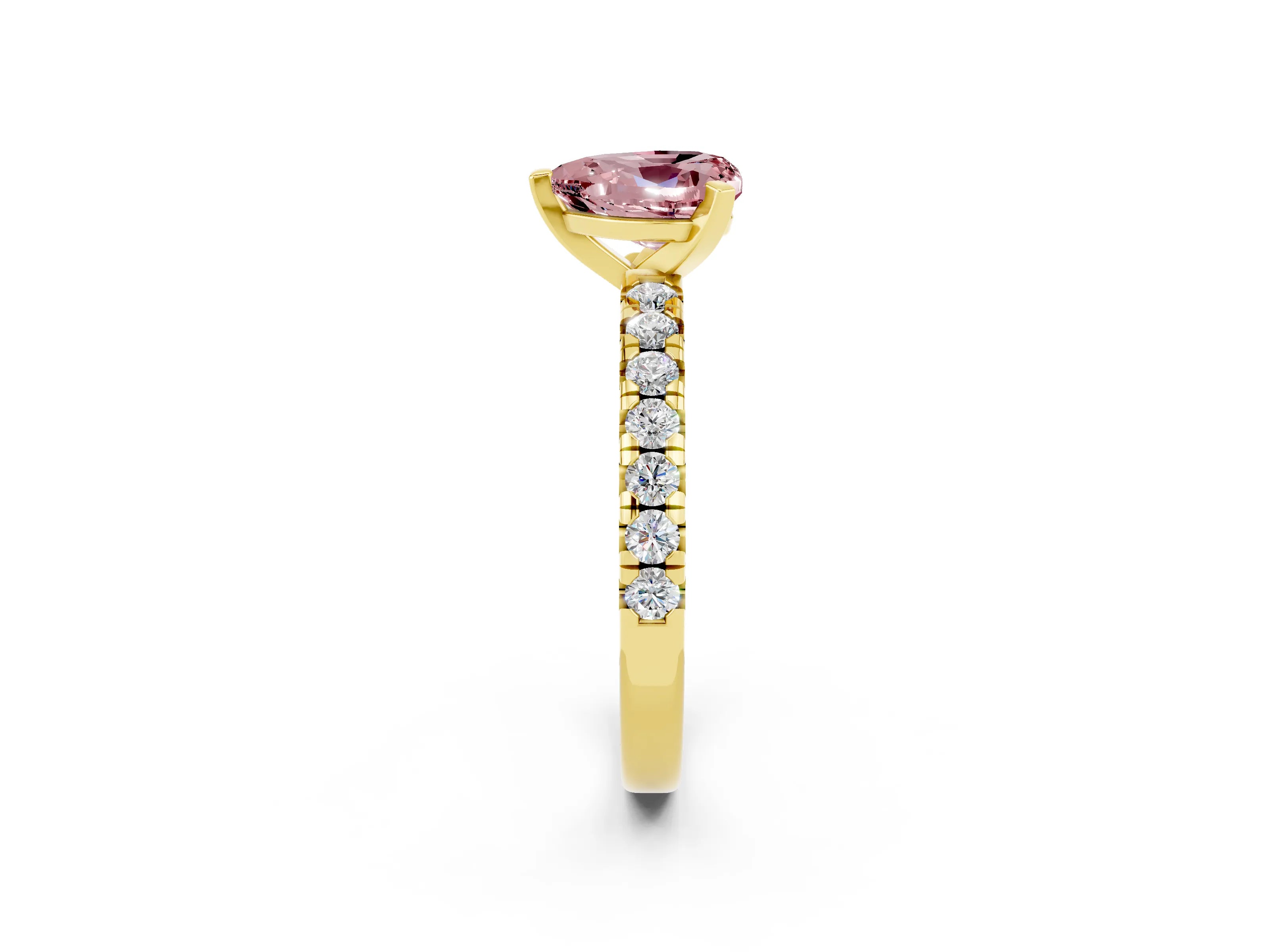 Yellow gold Heart Cut Solitaire Pave Diamond Engagement Ring with Four-Prong Setting_14
