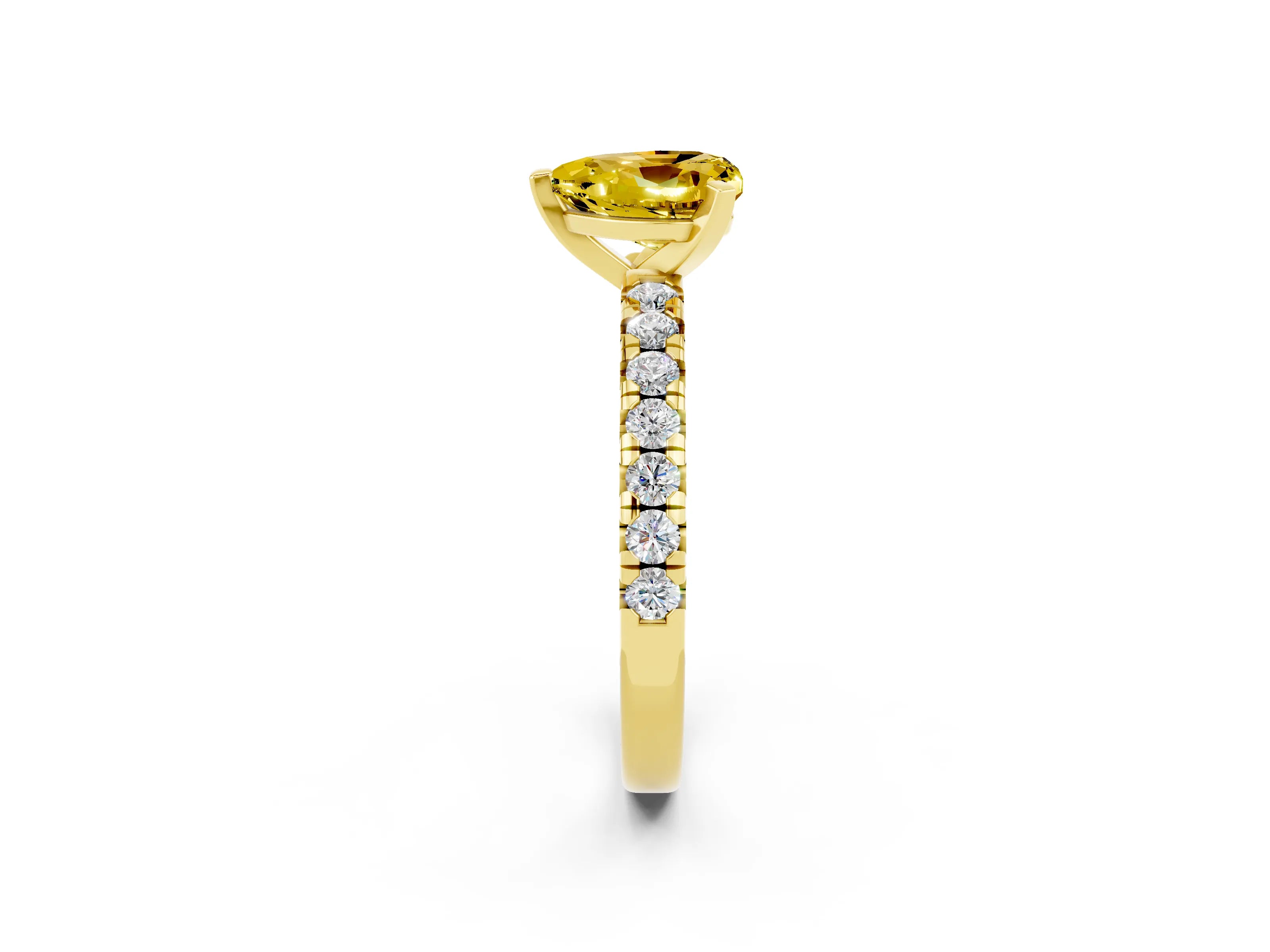 Yellow gold Heart Cut Solitaire Pave Diamond Engagement Ring with Four-Prong Setting_14