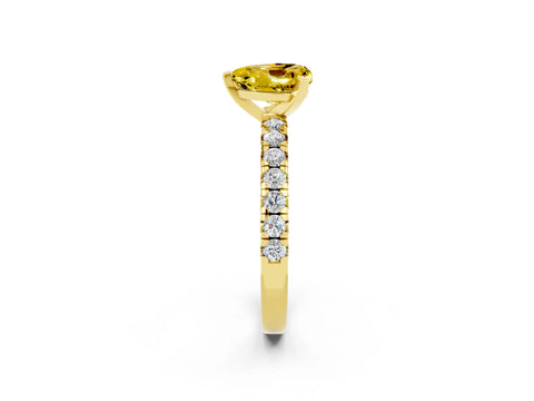 Yellow gold Heart Cut Solitaire Pave Diamond Engagement Ring with Four-Prong Setting_14