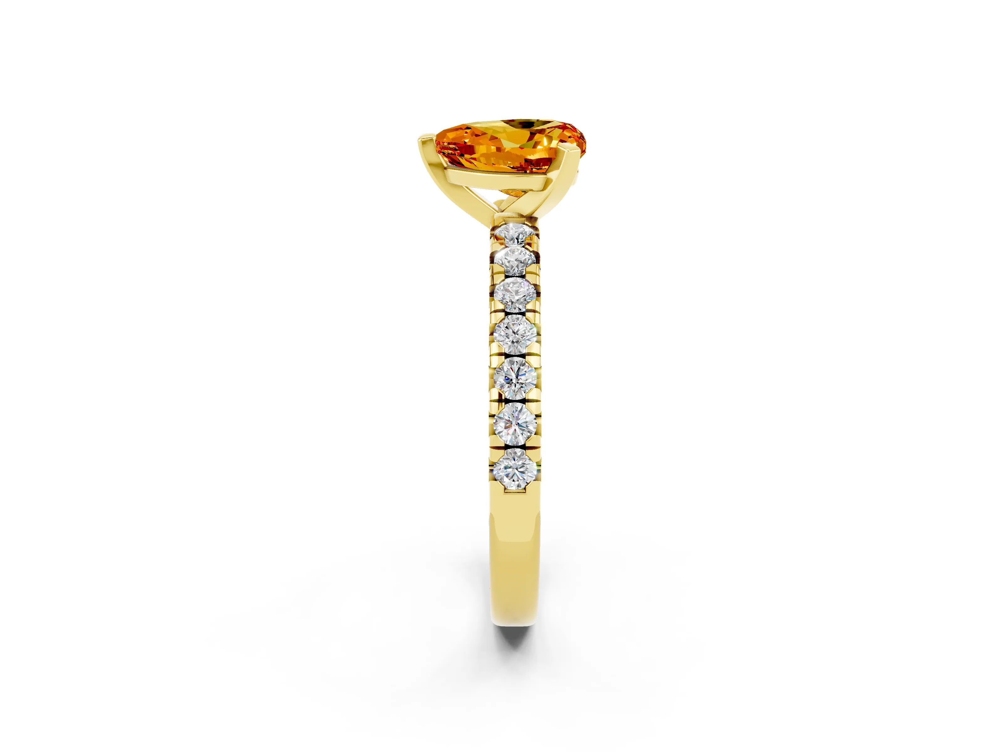 Yellow gold Heart Cut Solitaire Pave Diamond Engagement Ring with Four-Prong Setting_14