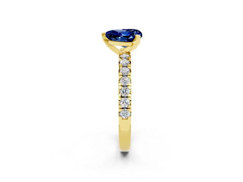 Yellow gold Heart Cut Solitaire Pave Diamond Engagement Ring with Four-Prong Setting_14