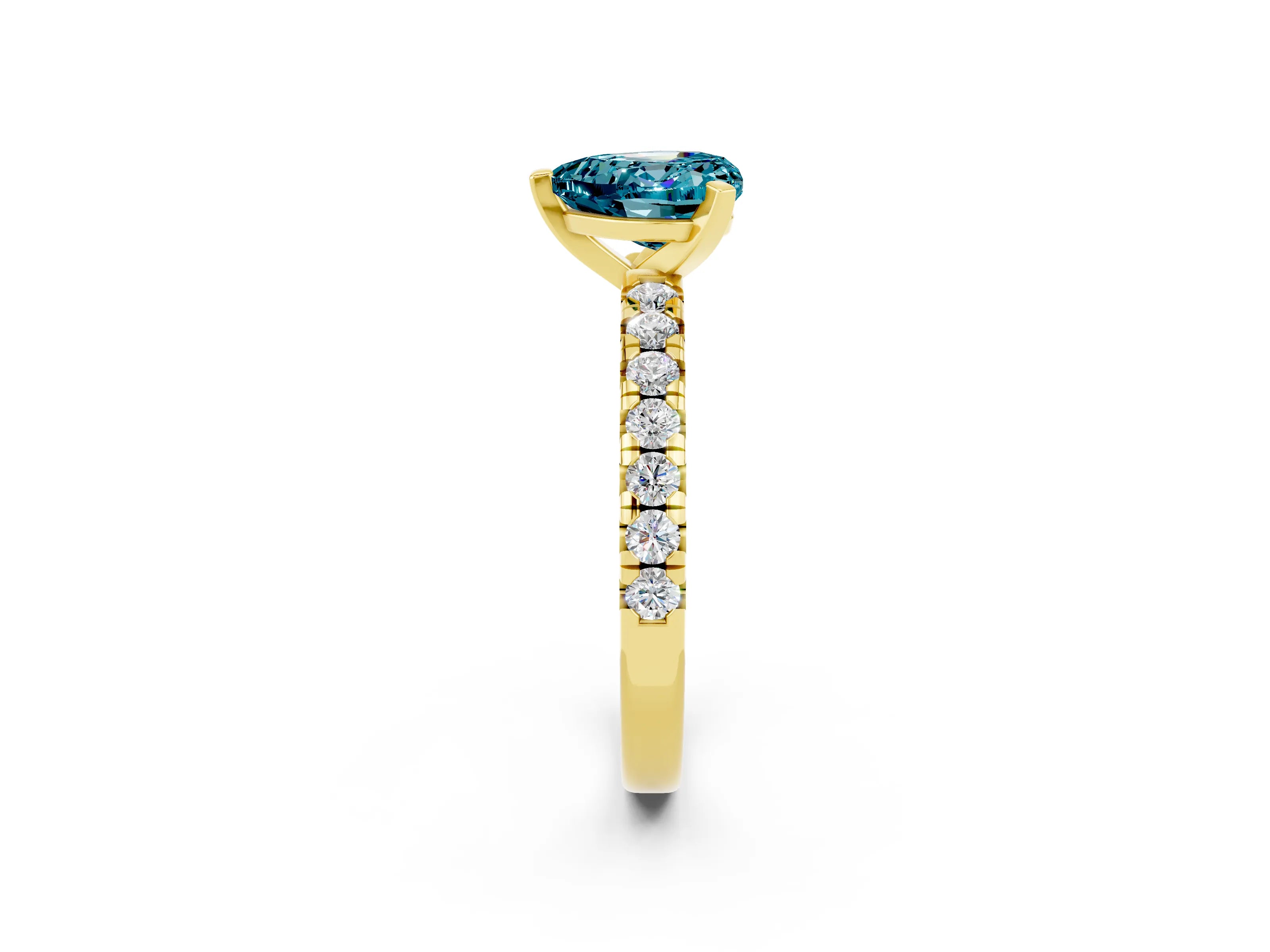 Yellow gold Heart Cut Solitaire Pave Diamond Engagement Ring with Four-Prong Setting_14