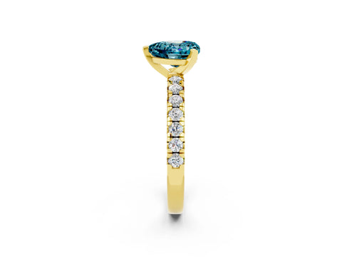 Yellow gold Heart Cut Solitaire Pave Diamond Engagement Ring with Four-Prong Setting_14