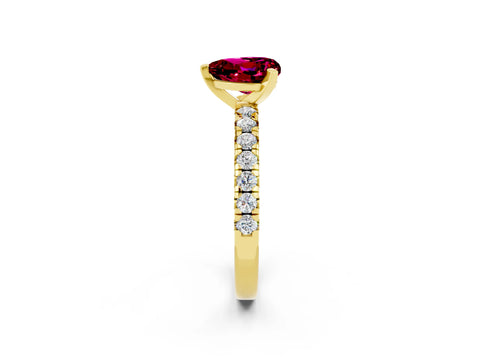 Yellow gold Heart Cut Solitaire Pave Diamond Engagement Ring with Four-Prong Setting_14