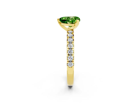 Yellow gold Heart Cut Solitaire Pave Diamond Engagement Ring with Four-Prong Setting_14