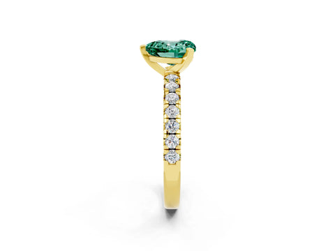 Yellow gold Heart Cut Solitaire Pave Diamond Engagement Ring with Four-Prong Setting_14