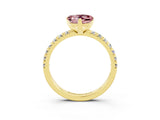 Yellow gold Heart Cut Solitaire Pave Diamond Engagement Ring with Four-Prong Setting_15