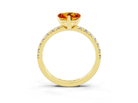 Yellow gold Heart Cut Solitaire Pave Diamond Engagement Ring with Four-Prong Setting_15