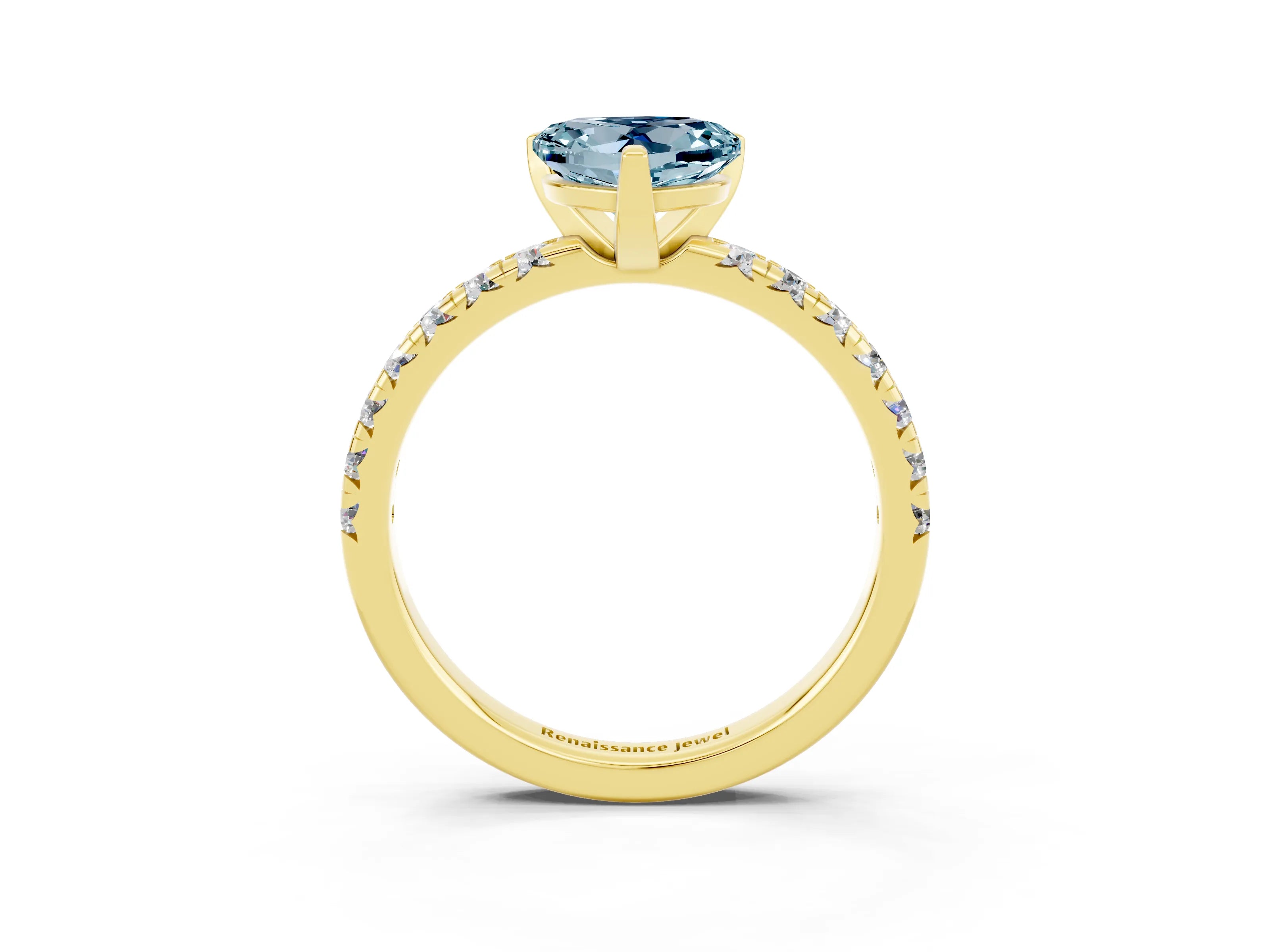 Yellow gold Heart Cut Solitaire Pave Diamond Engagement Ring with Four-Prong Setting_15