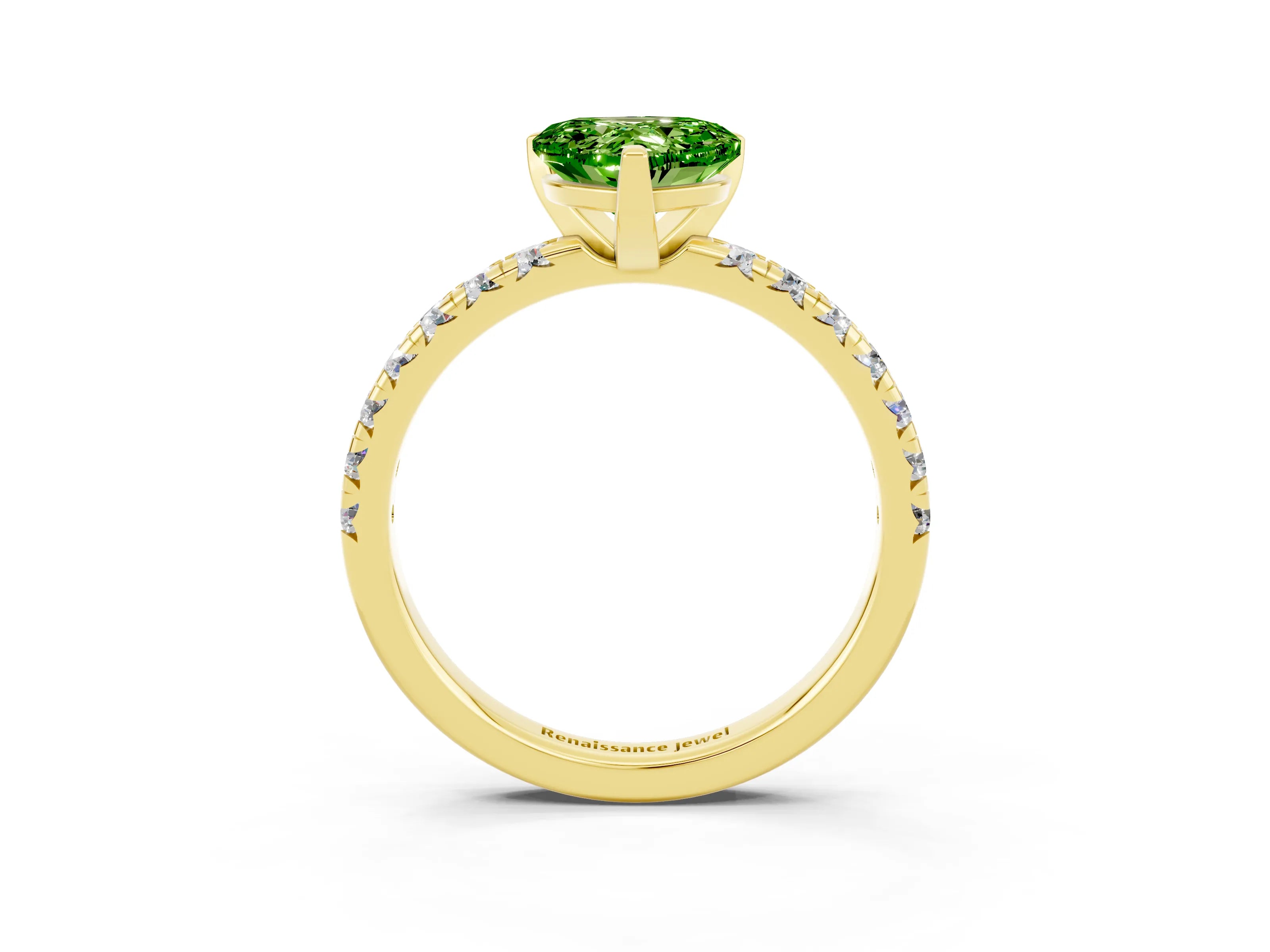 Yellow gold Heart Cut Solitaire Pave Diamond Engagement Ring with Four-Prong Setting_15