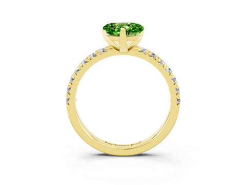 Yellow gold Heart Cut Solitaire Pave Diamond Engagement Ring with Four-Prong Setting_15