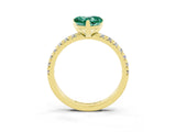 Yellow gold Heart Cut Solitaire Pave Diamond Engagement Ring with Four-Prong Setting_15