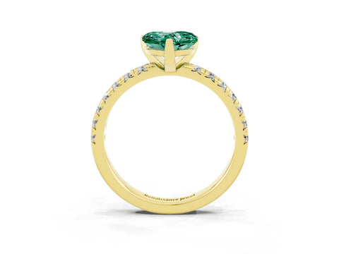 Yellow gold Heart Cut Solitaire Pave Diamond Engagement Ring with Four-Prong Setting_15