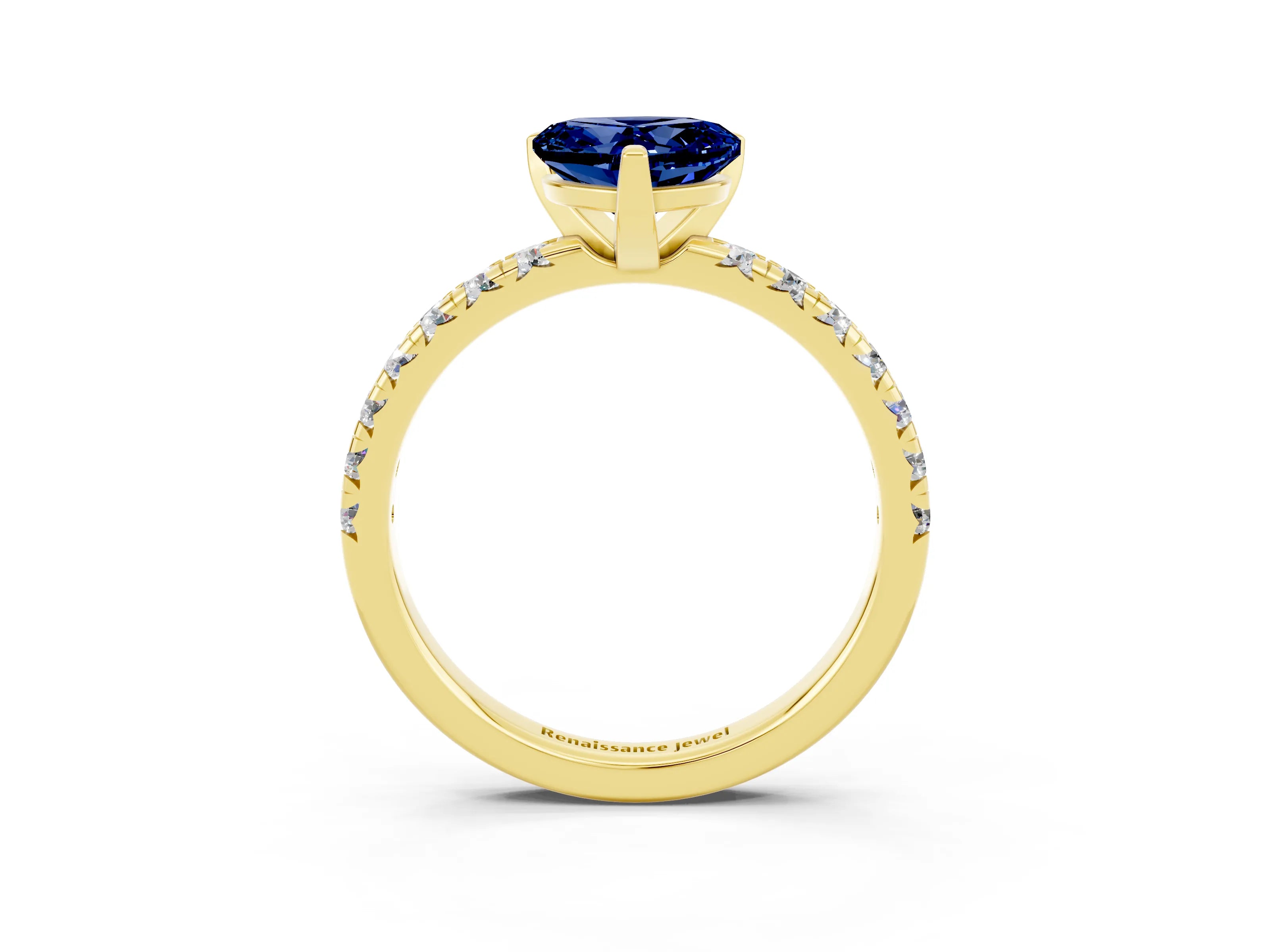 Yellow gold Heart Cut Solitaire Pave Diamond Engagement Ring with Four-Prong Setting_15