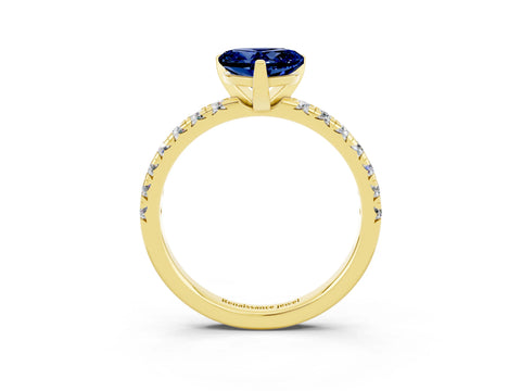 Yellow gold Heart Cut Solitaire Pave Diamond Engagement Ring with Four-Prong Setting_15