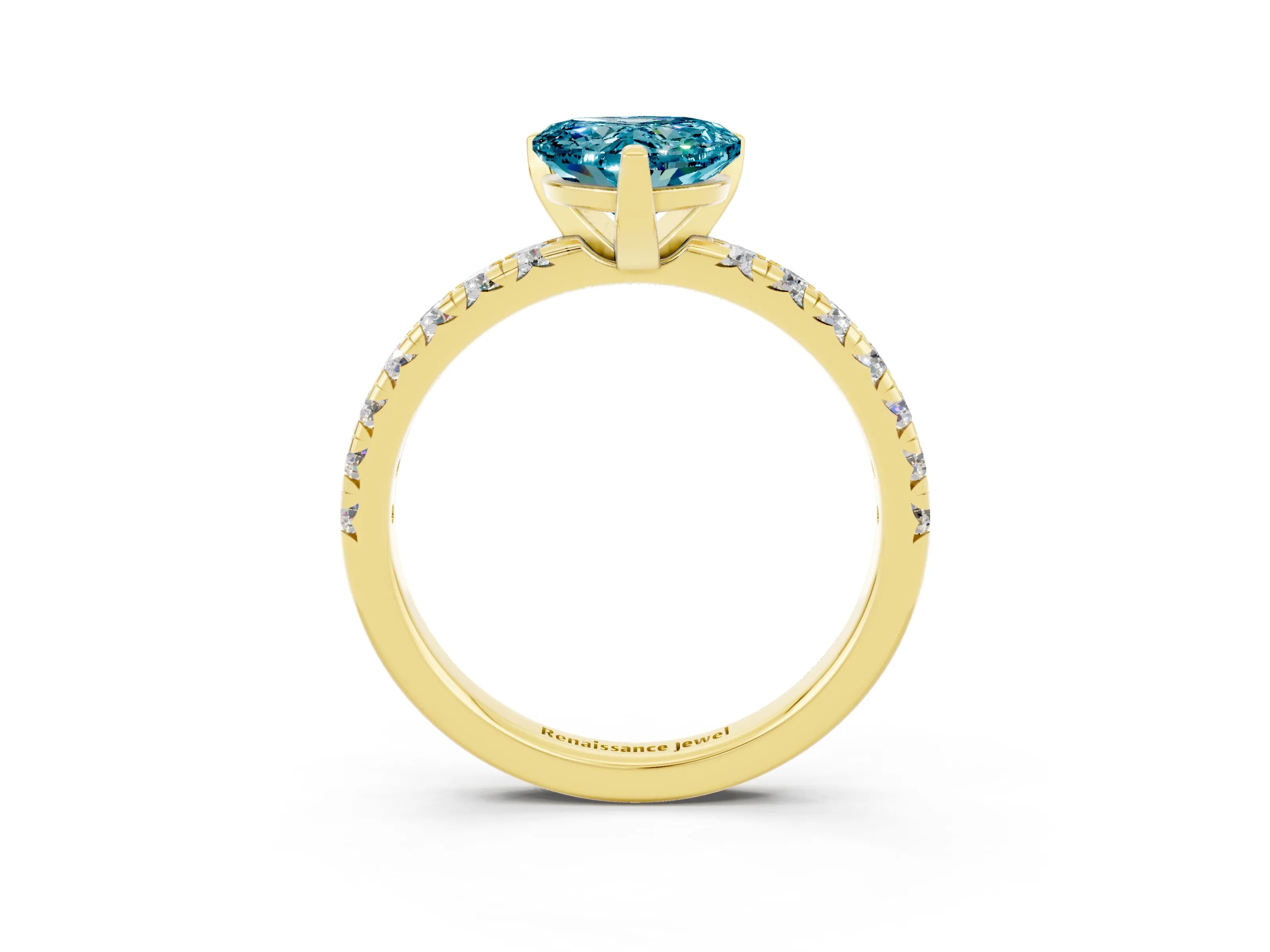 Yellow gold Heart Cut Solitaire Pave Diamond Engagement Ring with Four-Prong Setting_15