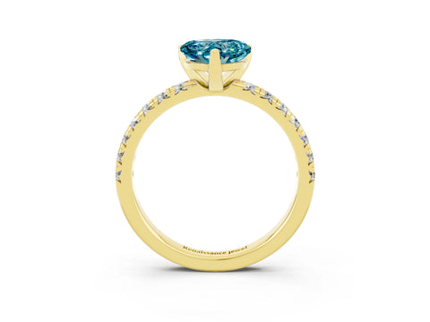 Yellow gold Heart Cut Solitaire Pave Diamond Engagement Ring with Four-Prong Setting_15