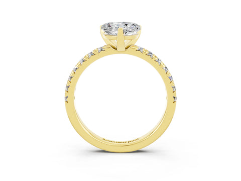 Yellow gold Heart Cut Solitaire Pave Diamond Engagement Ring with Four-Prong Setting_15