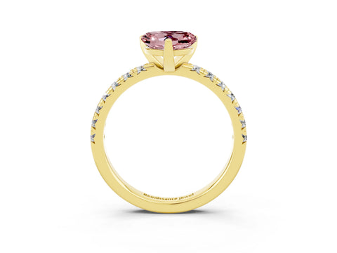 Yellow gold Heart Cut Solitaire Pave Diamond Engagement Ring with Four-Prong Setting_15