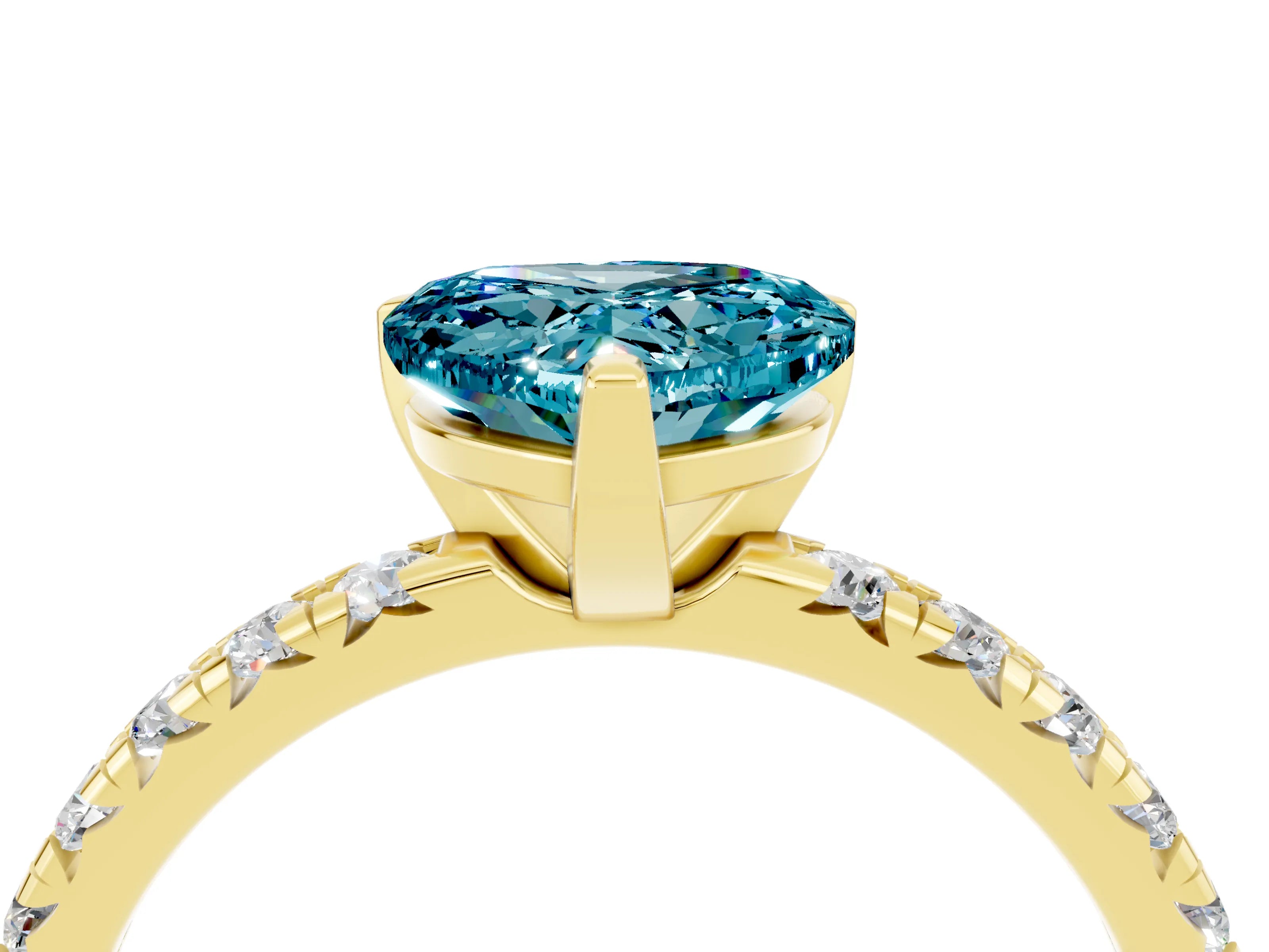 Yellow gold Heart Cut Solitaire Pave Diamond Engagement Ring with Four-Prong Setting_16