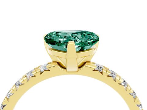 Yellow gold Heart Cut Solitaire Pave Diamond Engagement Ring with Four-Prong Setting_16