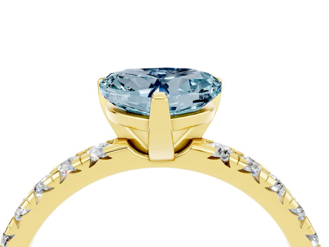 Yellow gold Heart Cut Solitaire Pave Diamond Engagement Ring with Four-Prong Setting_16