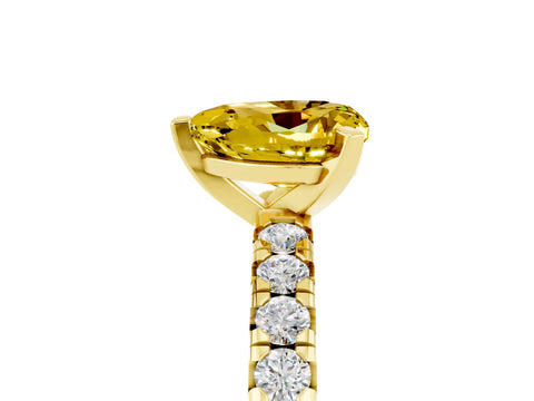 Yellow gold Heart Cut Solitaire Pave Diamond Engagement Ring with Four-Prong Setting_17