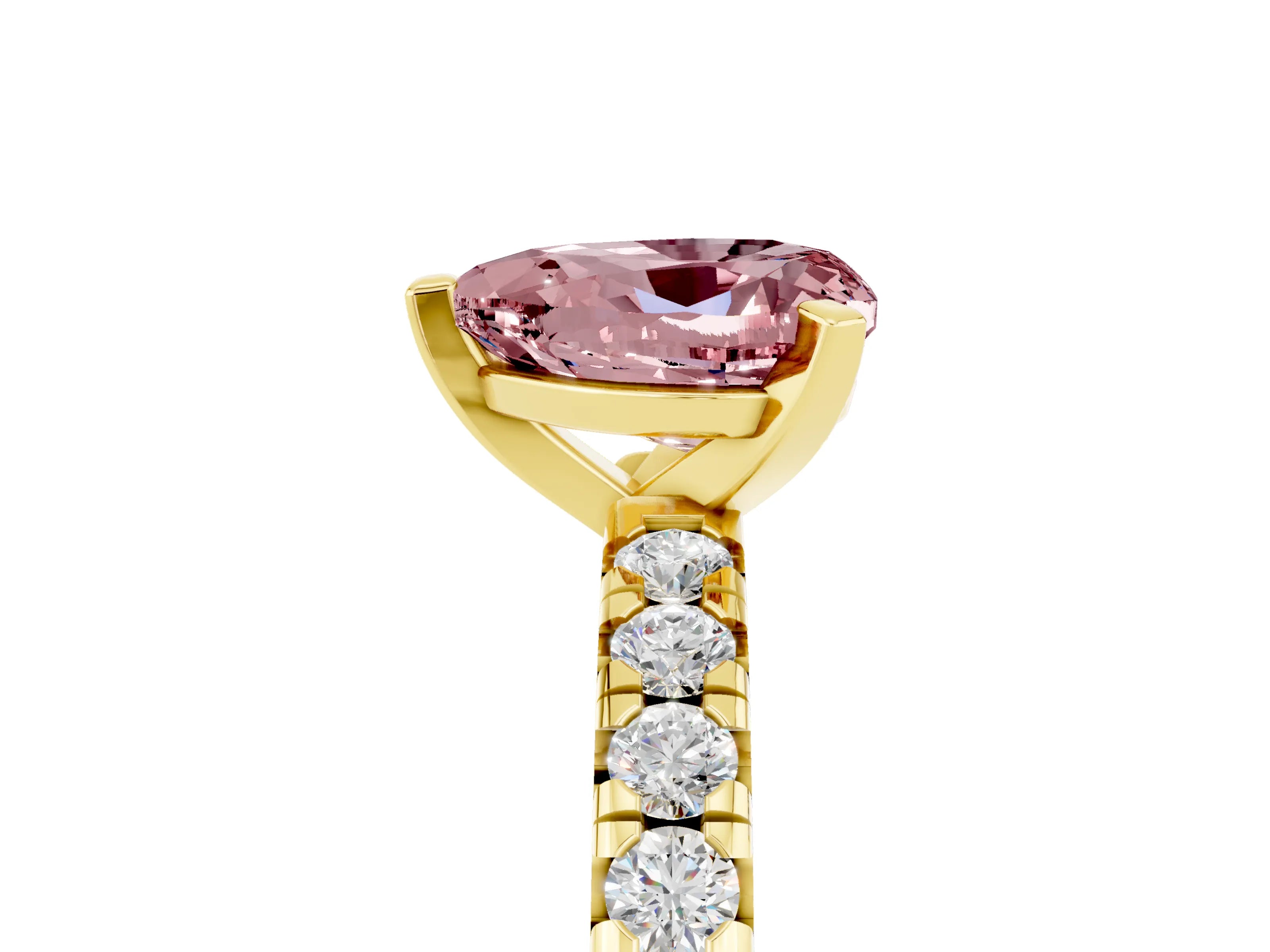 Yellow gold Heart Cut Solitaire Pave Diamond Engagement Ring with Four-Prong Setting_17